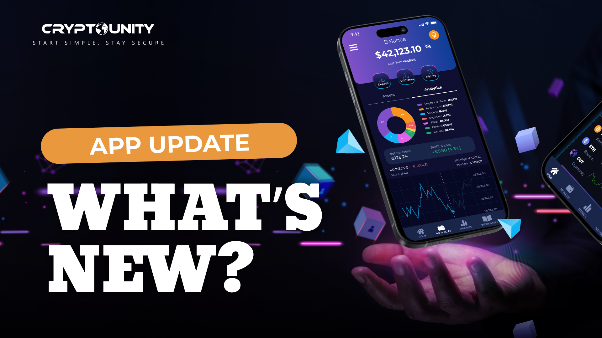 the first bigger update of the CryptoUnity app - exchange for beginners